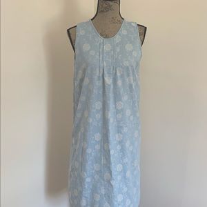 Light Blue Denim Summer Dress with White Flower